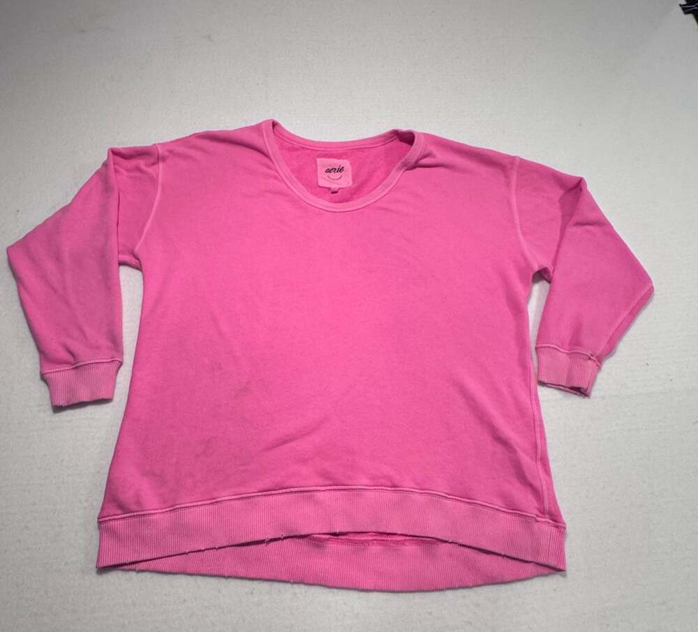 Aerie Women’s Oversized Hot Pink Crew Neck High Low Pullover Sweatshirt Size XS